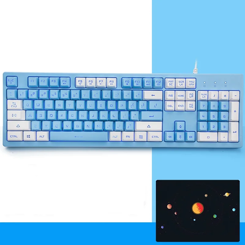 Corn Electronics Corn Electronics K60 Gaming Keyboard Brown Switch Feel 104 Keys 7-Color Backlight USB Wired 2-Tone — product photo
