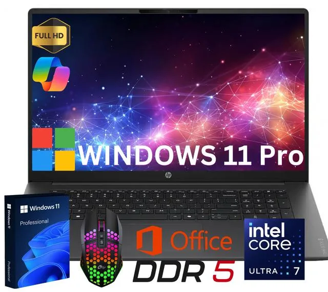 HP HP OmniBook 3 business laptop Intel Ultra 7 255U 32GB 512GB 17.3" FHD Windows 11 Pro — product photo