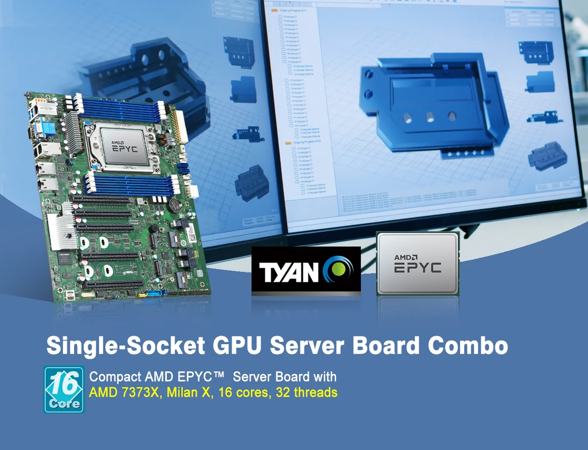 TYAN TYAN S8030GM4NE-2T-7373X server motherboard with AMD EPYC 7373X — product photo