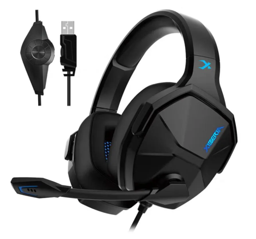 Black over-ear USB headset with 50mm drivers and boom mic