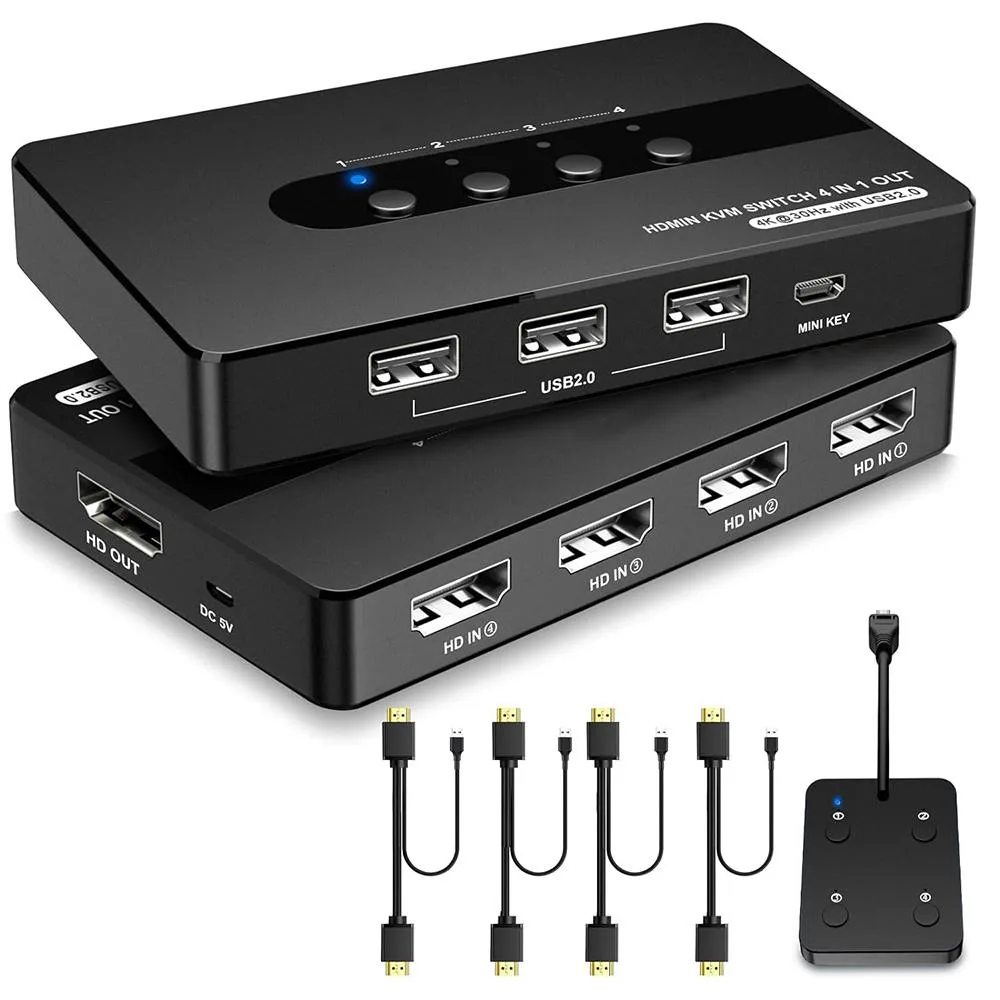 AUTYUE AUTYUE 4-port HDMI KVM switch 4K@30Hz 3 USB 2.0 — product photo