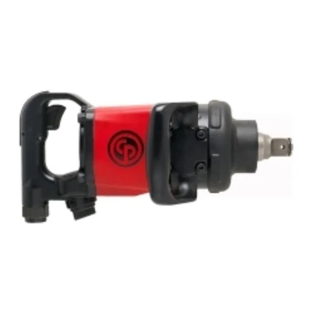 Silver D-handle pneumatic impact wrench with 1-inch square drive and bottom exhaust port