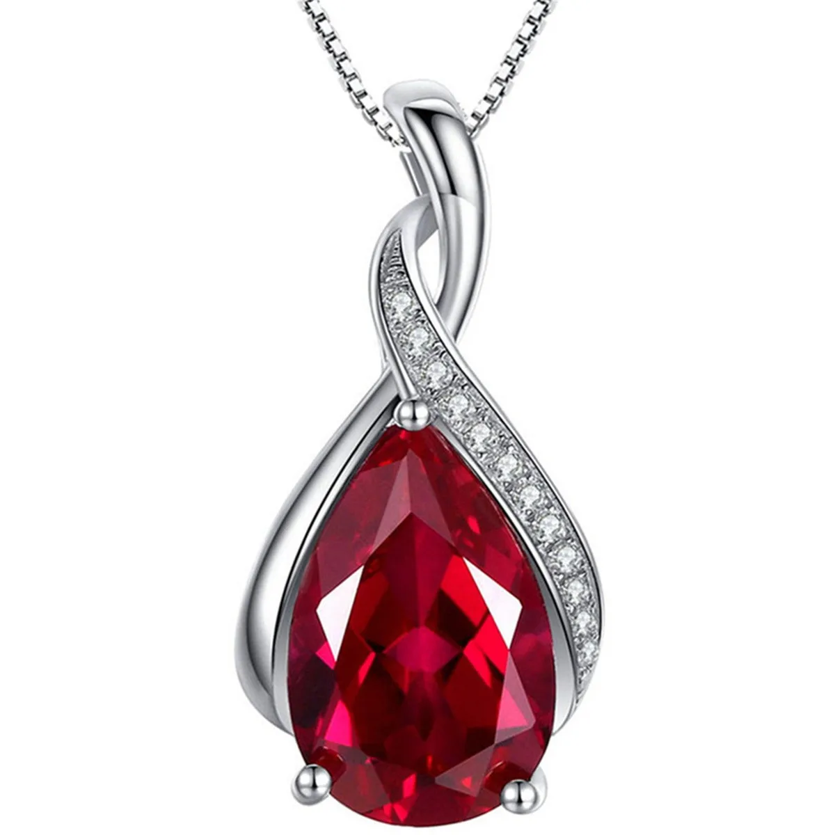 Mabella Fashion Mabella Fashion Sterling Silver Ruby Pendant Necklace 18 in 3.0 ct 925 2.25 g — product photo