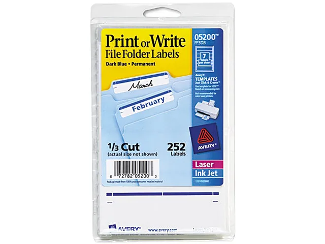 Avery Avery 5200 File Folder Labels 11/16 x 3-7/16 White Dark Blue Bar 252 Pack — product photo