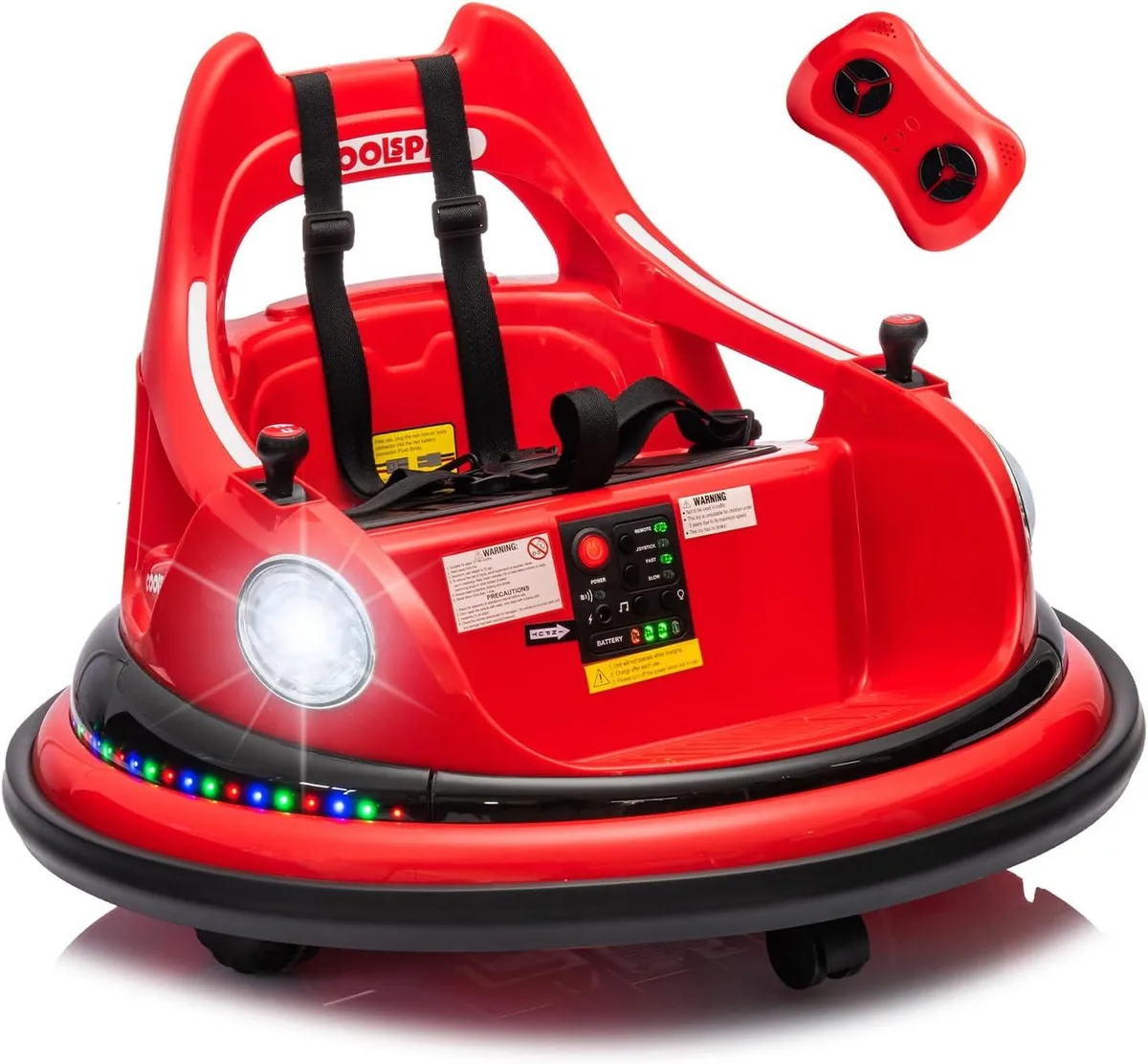 usbroway usbroway 12V Bumper Car Toy 360° Spin 2.4G Remote Red — product photo