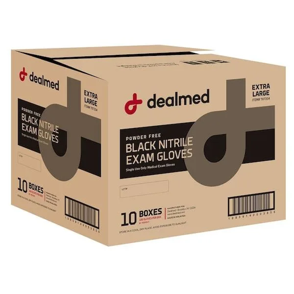 Dealmed Dealmed 787354 Nitrile Exam Gloves XL Black 1000 — product photo