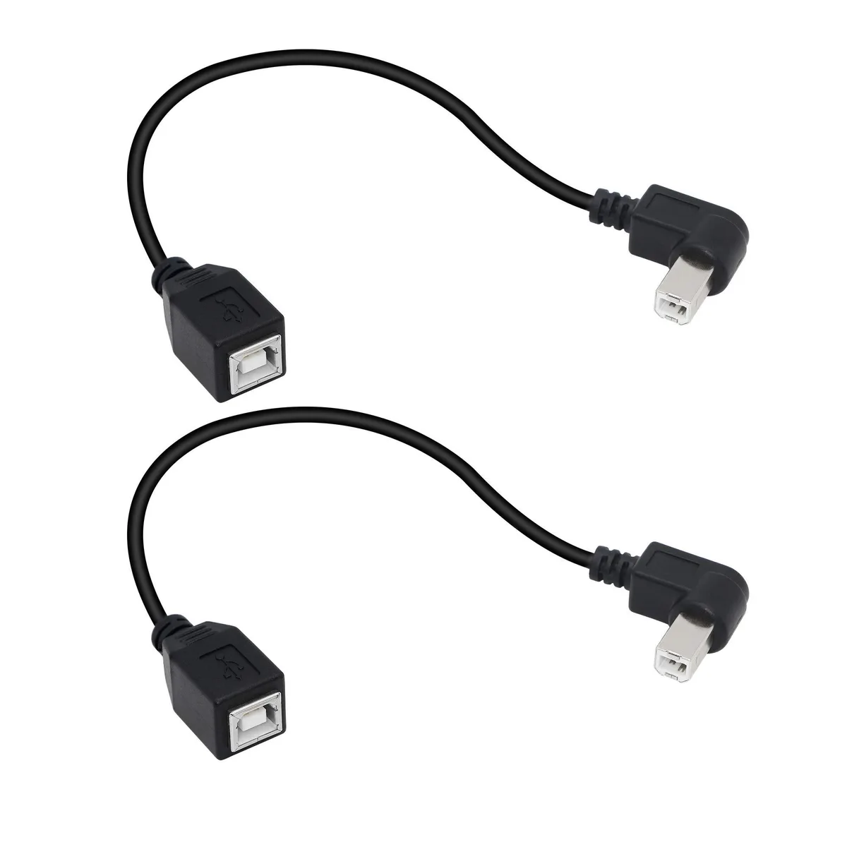 BUCIER BUCIER 2-Pack USB 2.0 Type-B Printer Cable 25cm Black Female-to-Male Right Angle — product photo