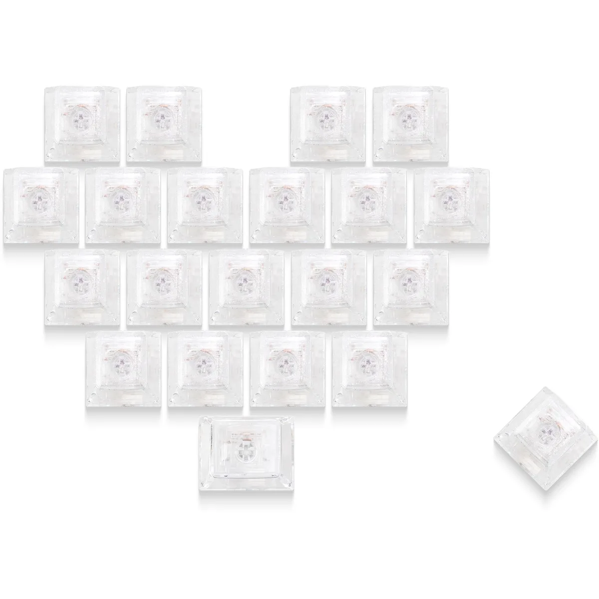  GMKWTL ZJX-Baishang-21 21pcs Clear Heart Glitter Keycaps — product photo