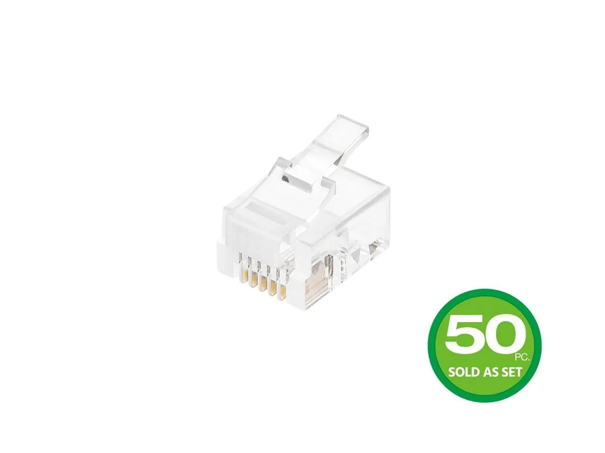 Monoprice Inc. Monoprice 107270 50-pcs RJ12 6P6C Plug for Flat Stranded Cable — product photo