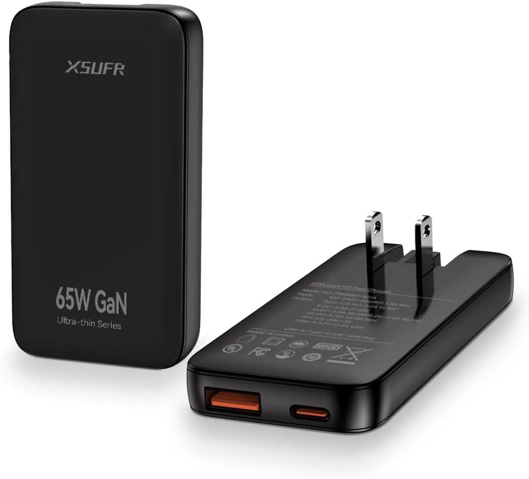 ONITOON ONITOON 65W Flat USB-C Wall Charger Dual Port Black — product photo