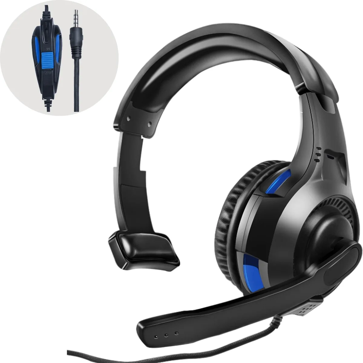 Megadream Megadream Unilateral Gaming Headset Black/Blue 3.5mm 50mm 32ohm 200g — product photo