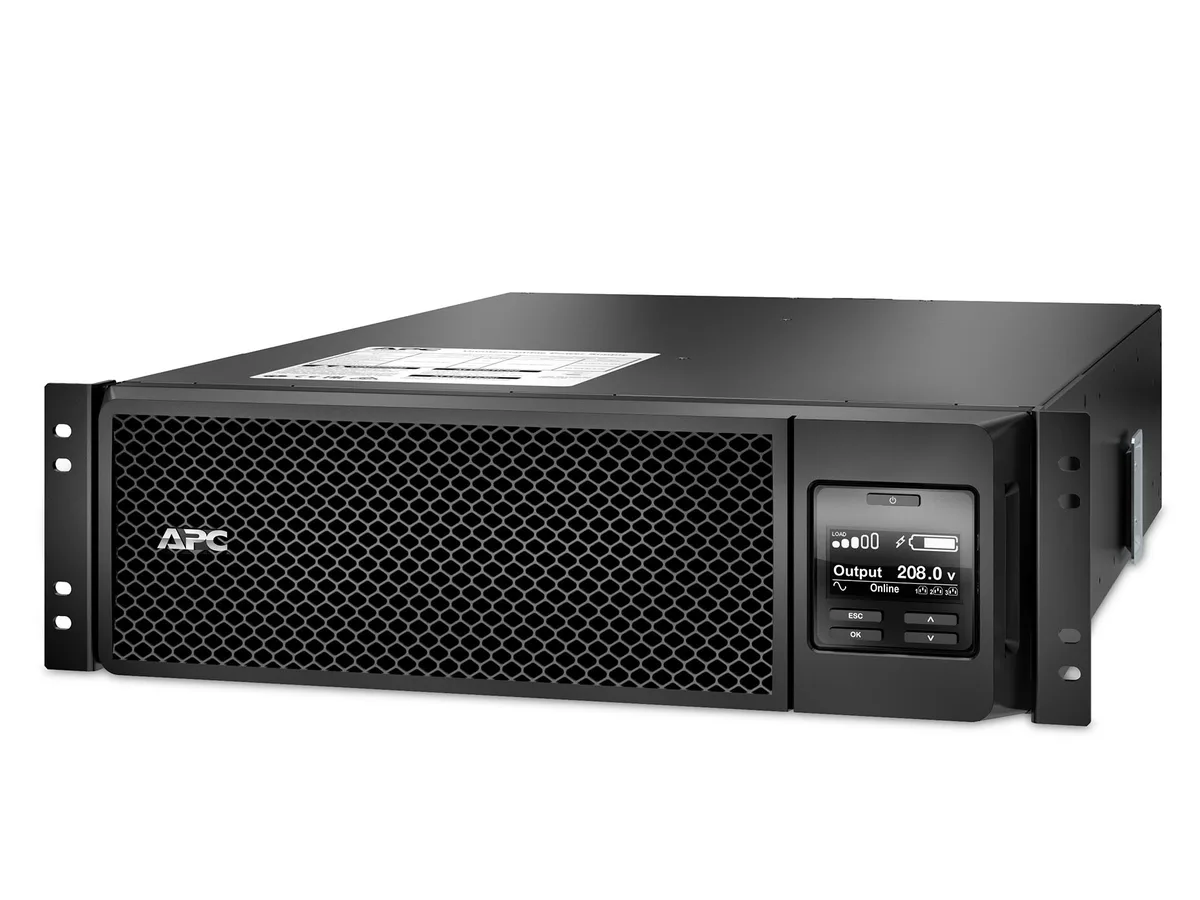 APC APC SRT5KRMXLT 5.4kVA 208V UPS 3U 2x L6-20R 2x L6-30R Network Card SmartSlot Extended Runtime Rail Kit — product photo