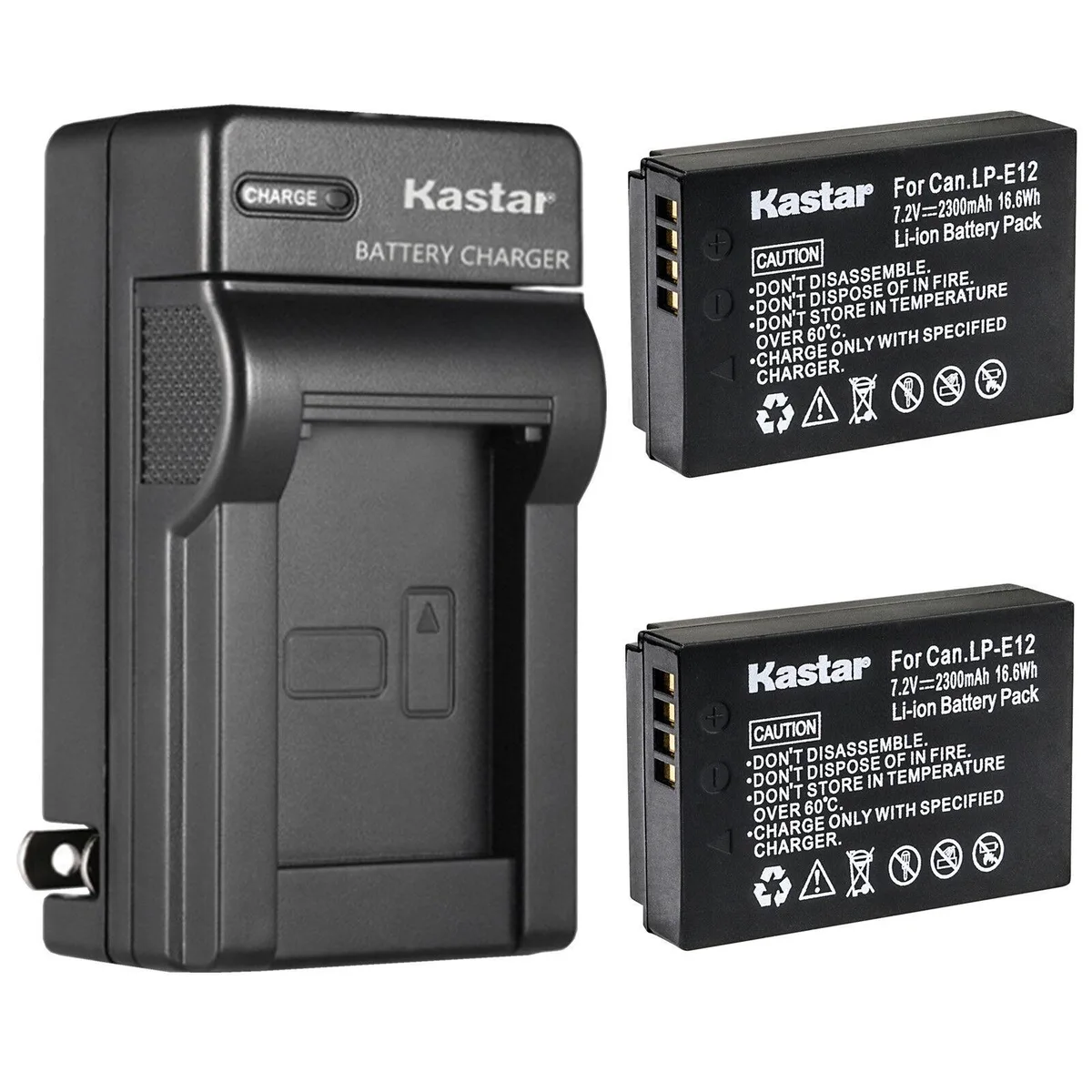 Kastar Kastar LP-E12 2-pack battery and AC wall charger — product photo