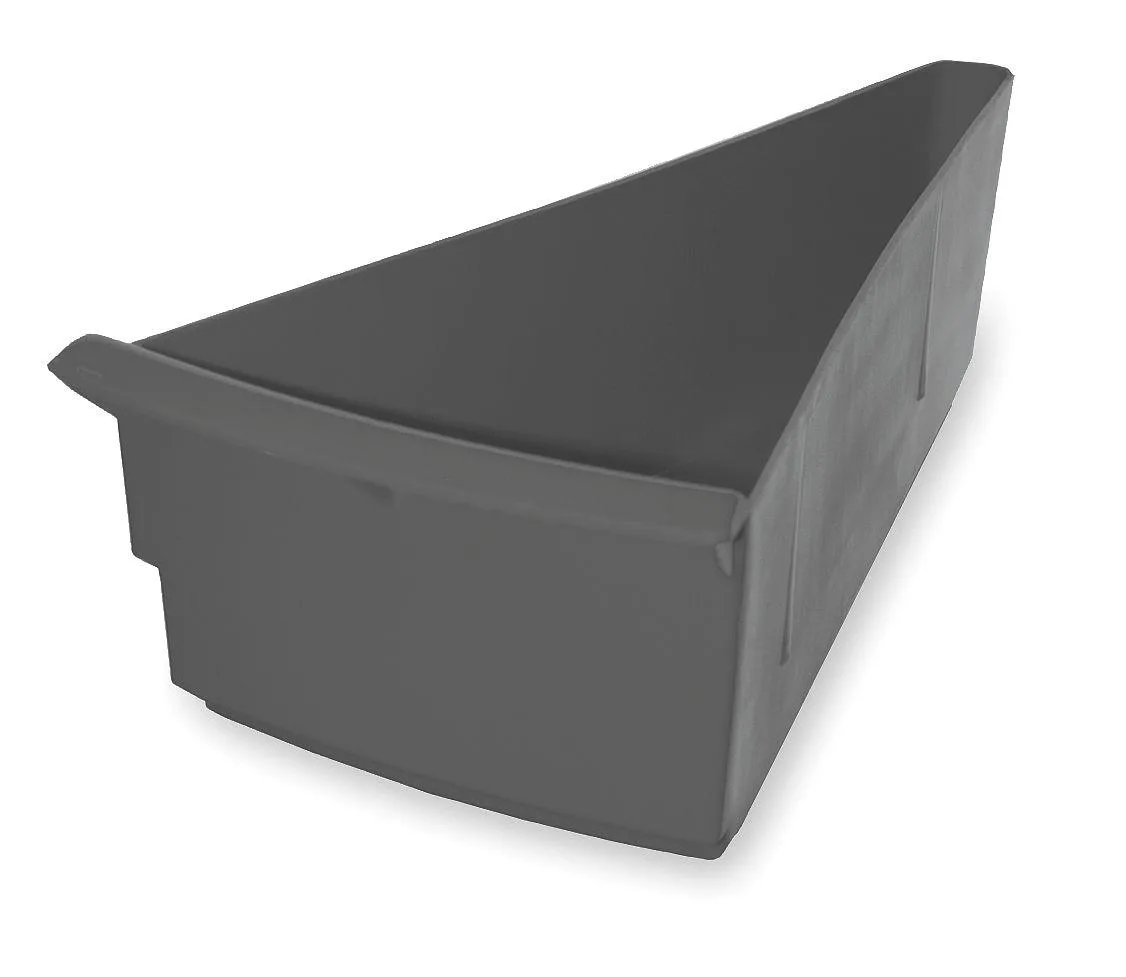 Gray polypropylene rotary bin pan, rectangular, powder-coated finish