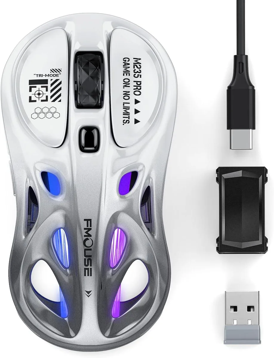 AUTYUE AUTYUE M235 Tri-Mode Gaming Mouse White Gray 4800 DPI — product photo