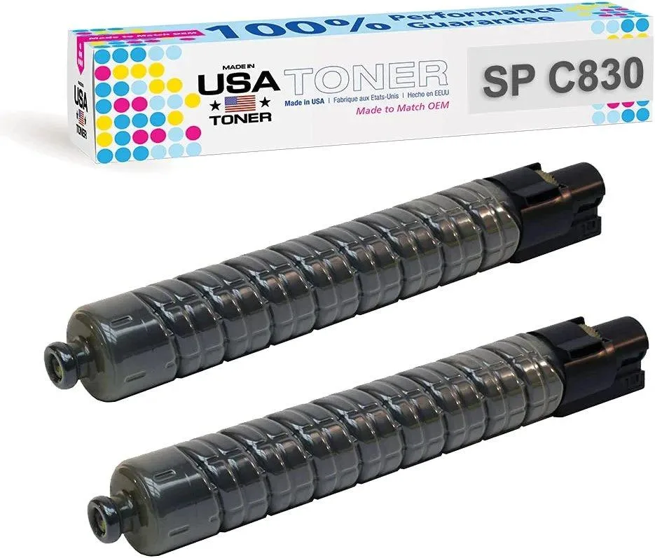 MADE IN USA TONER MADE IN USA TONER Compatible Black Toner Cartridge 2 Pack for Ricoh SP C830 SP C831 — product photo