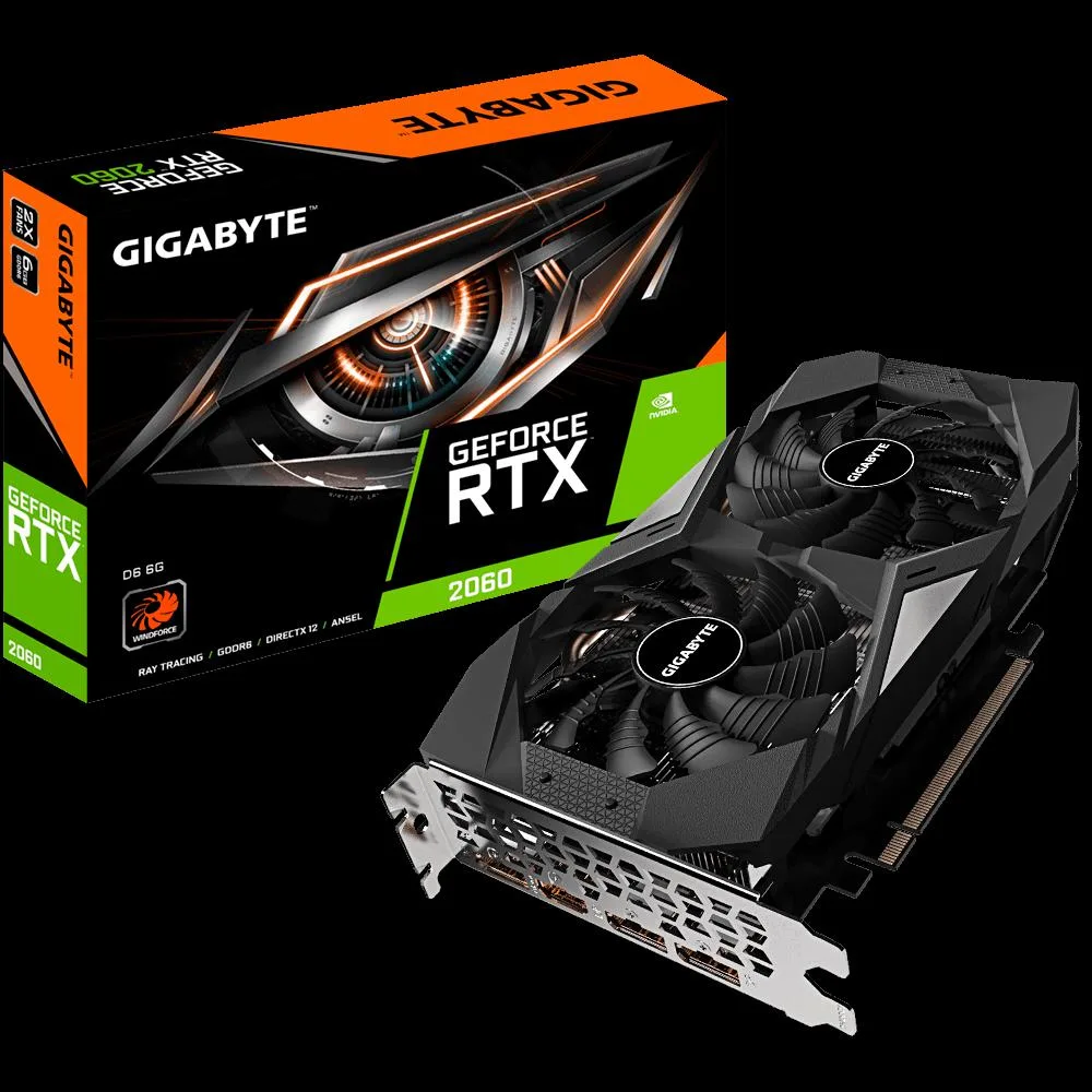 GIGABYTE GIGABYTE GeForce RTX 2060 6GB WINDFORCE 2X graphics card — product photo
