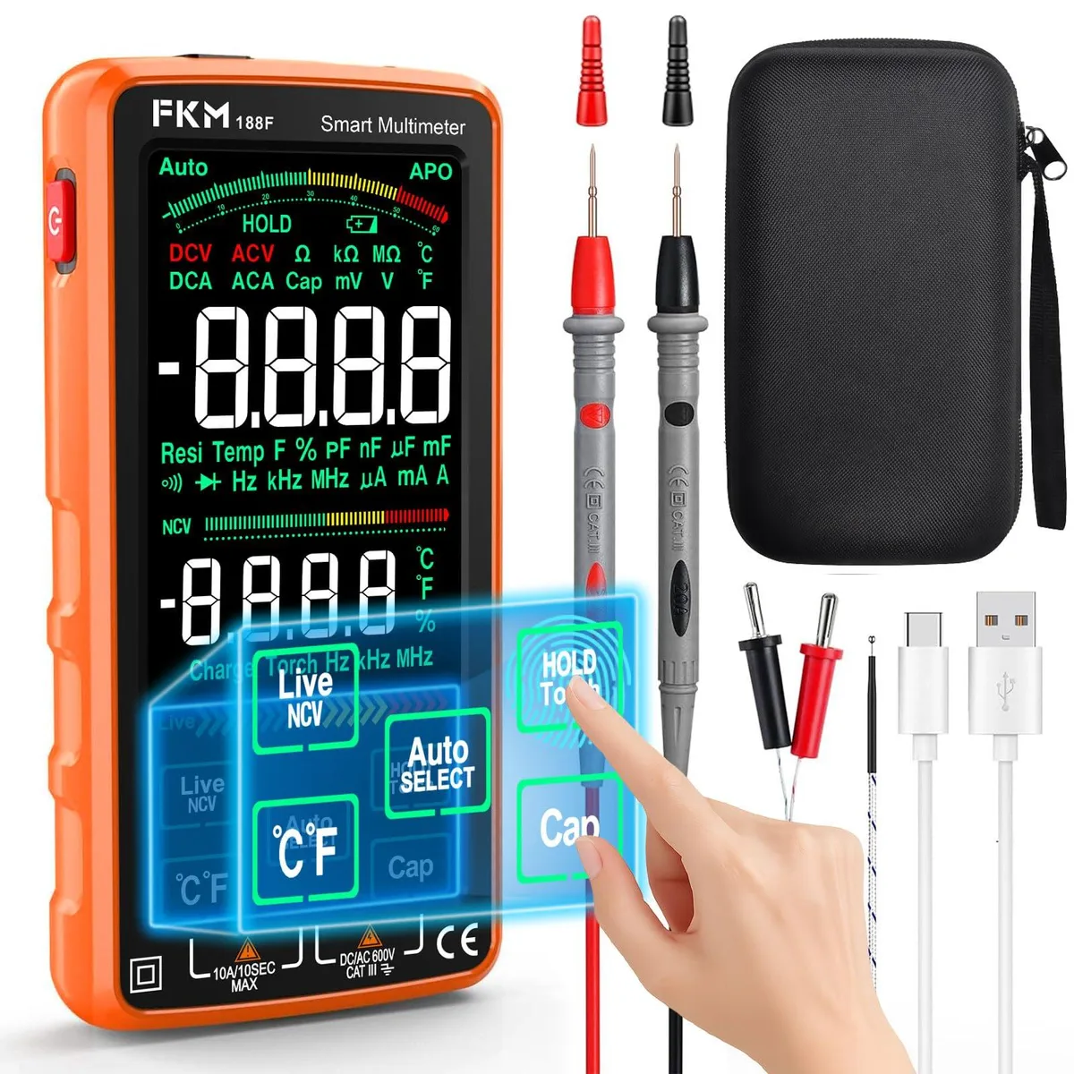 FKM 188F Rechargeable Digital Multimeter 5 Touch Screen 6000 Counts — product photo