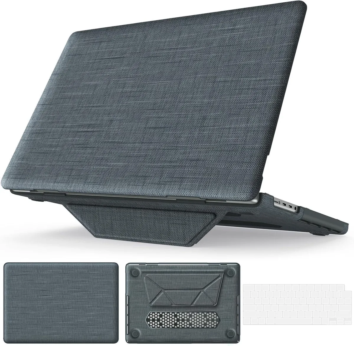 Werleo Werleo MacBook Pro 16 inch 2021-2025 Fabric Hard Shell Case with Kickstand Grey — product photo