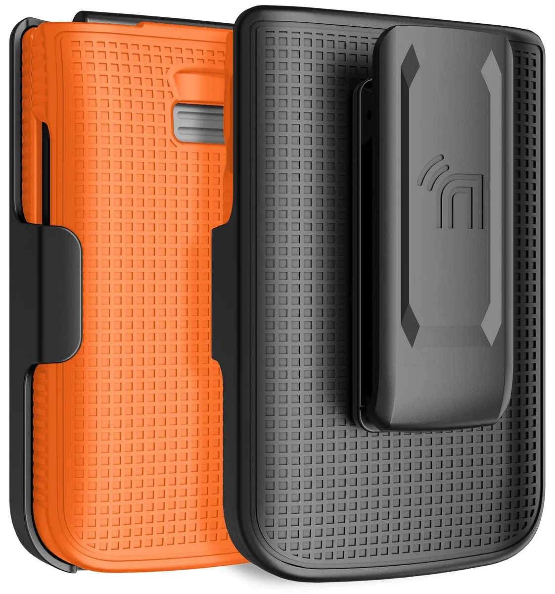 Nakedcellphone Nakedcellphone Grid Case + Belt Clip Holster for TCL Flip 3 (T435) - Orange — product photo