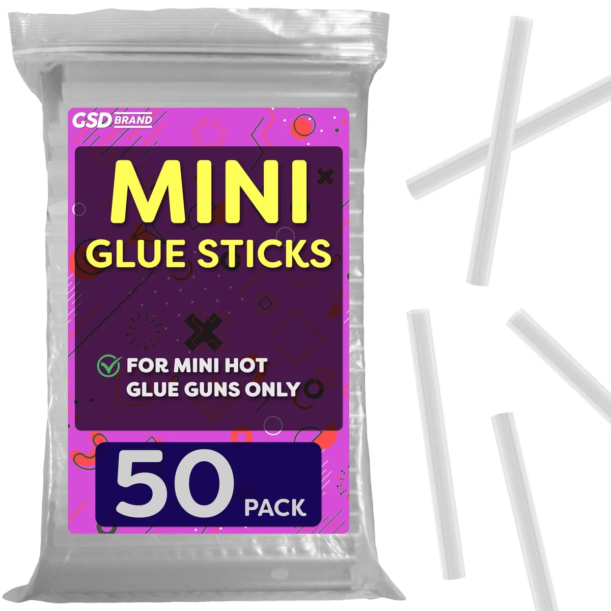  GSD Brand GSDBCMGS50 Mini Hot Glue Sticks 50 Pack 4" x .27 — product photo