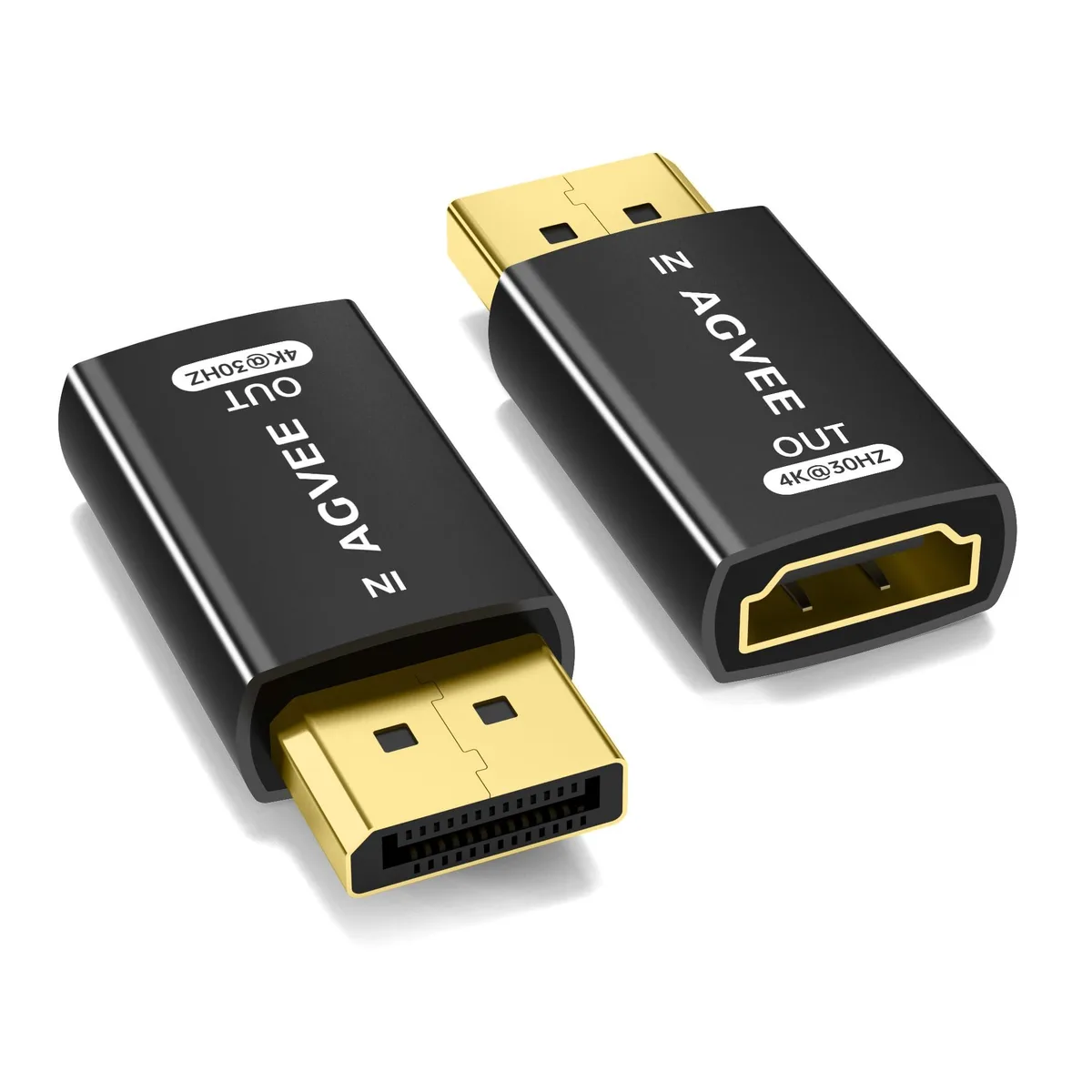  AVer BDP2HD-BK09 DisplayPort to HDMI 4K@30Hz adapter, 2 pack, black — product photo