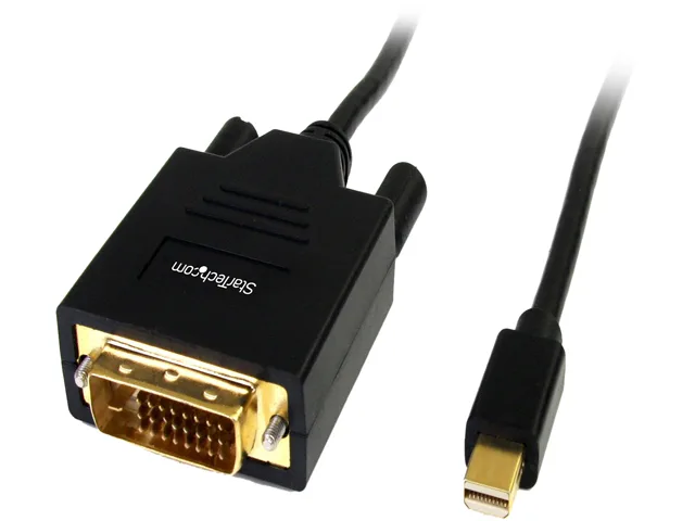 Black six-foot cable with Mini DisplayPort and DVI-D connectors