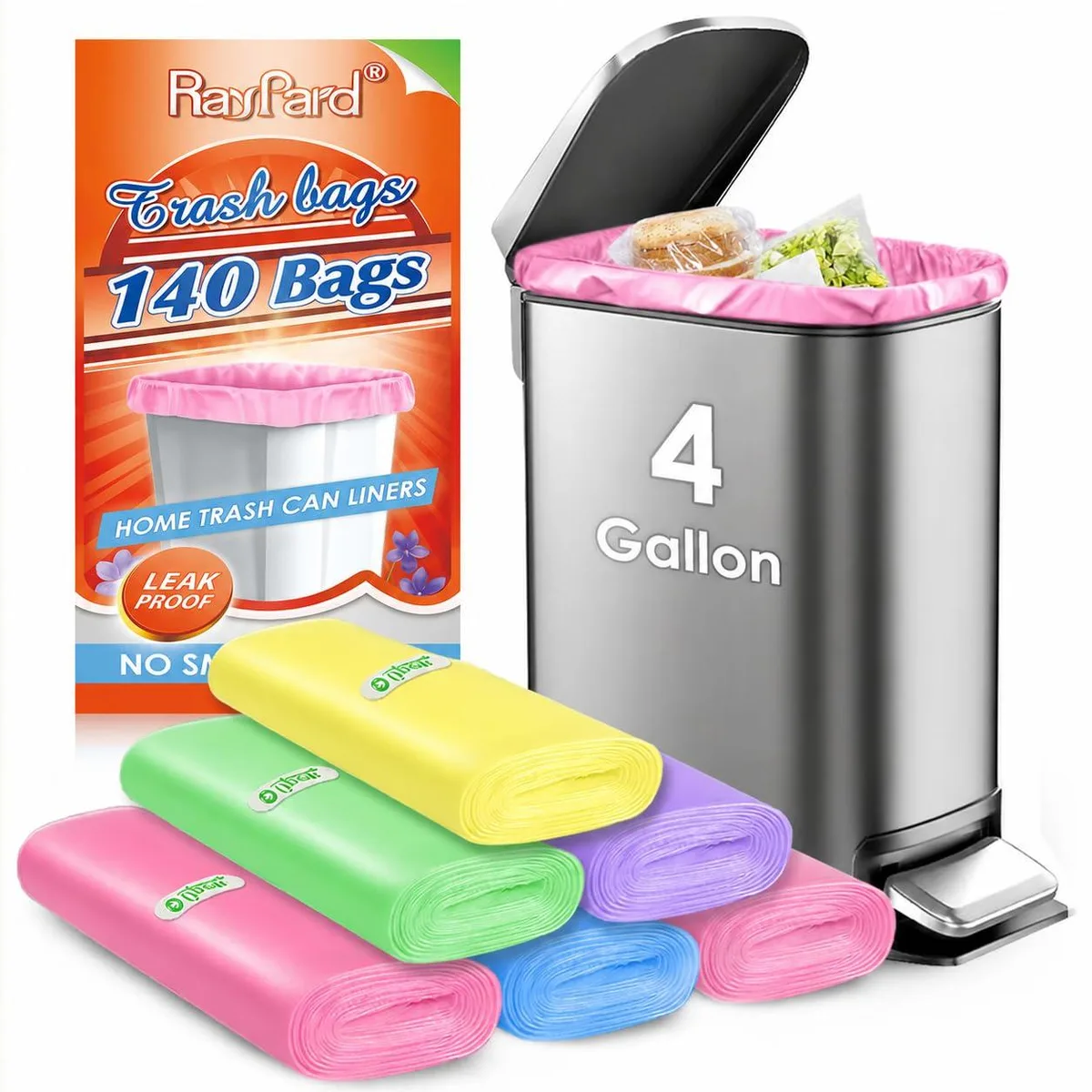 RayPard Trashbag 4 Gallon 140 Count Multicolor — product photo