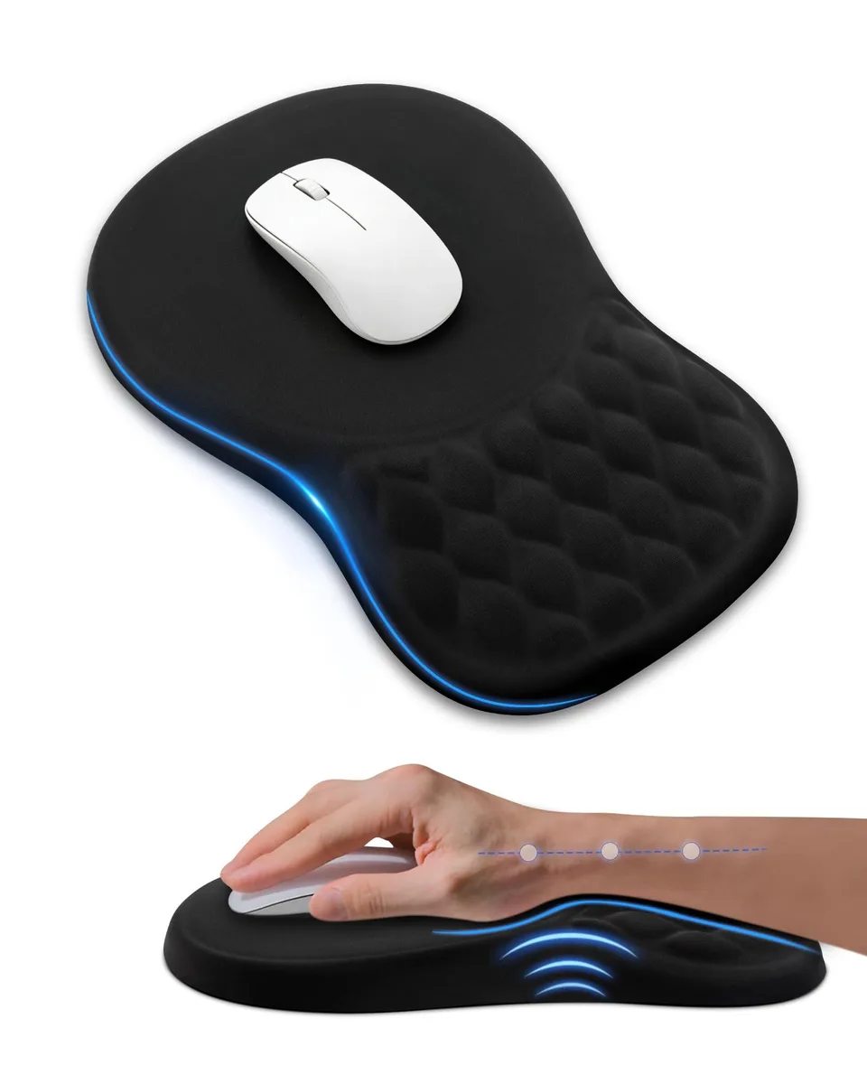  PVIPCZ Ergonomic Mouse Pad with Wrist Rest Black 11.14 x 7.6 x .1 in — product photo