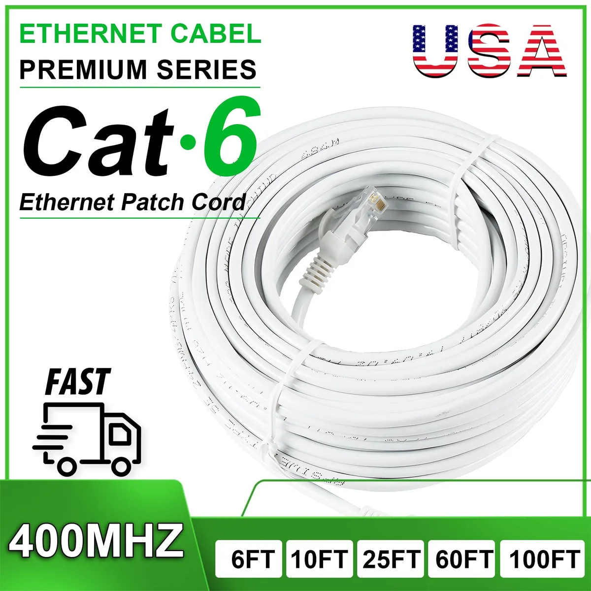 ULTRA POE ULTRA POE Cat6 Network Ethernet Cable 25 ft 2-Pack White 400MHz — product photo
