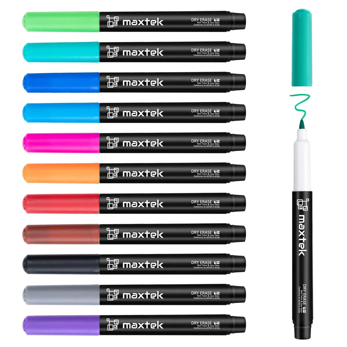 Box of twelve ultra-fine dry-erase markers in assorted colours