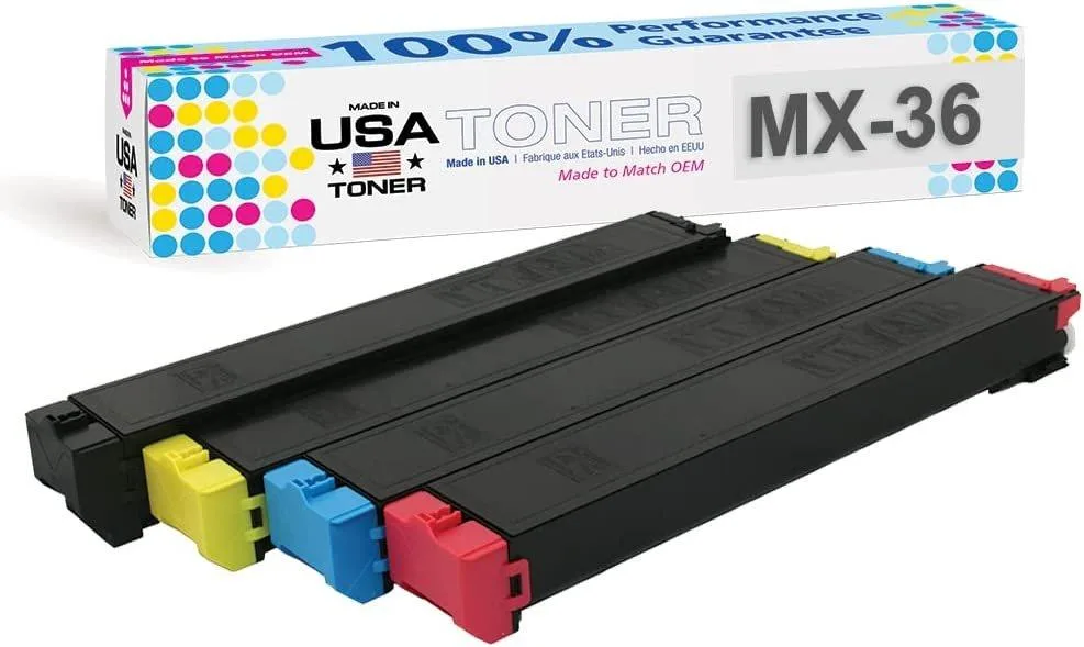 MADE IN USA TONER MADE IN USA TONER Sharp MX36NT 4-Pack CMYK 15000 Pages Toner Cartridges — product photo