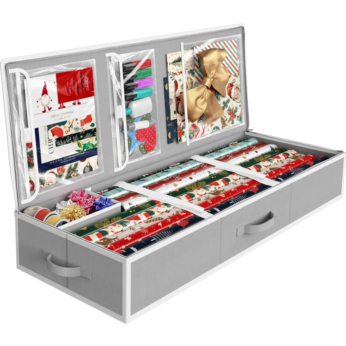  Samsill 41.5" Wrapping Paper Storage Organizer Gray 40 Rolls — product photo