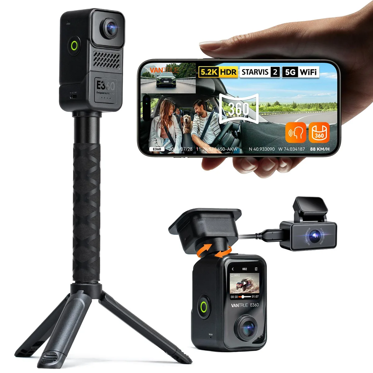 Vantrue Vantrue E360 ACE 5.2K 360° Panoramic WiFi Dash Cam — product photo