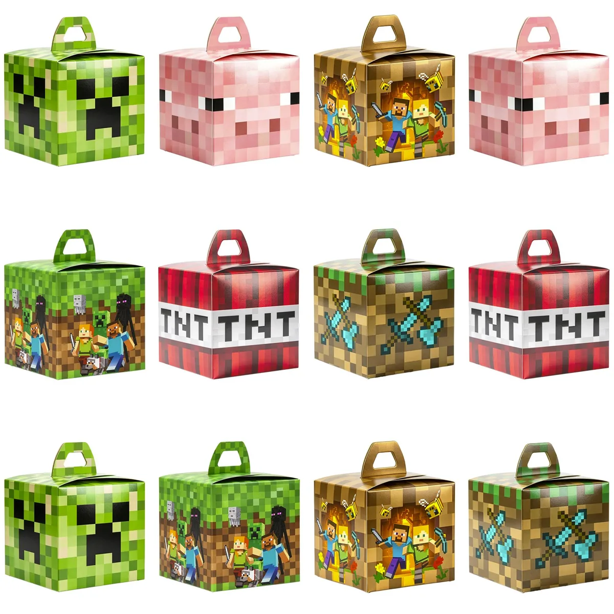 InBoxxarty InBoxxarty 12 Pcs Pixel Game Party Boxes Green Red — product photo