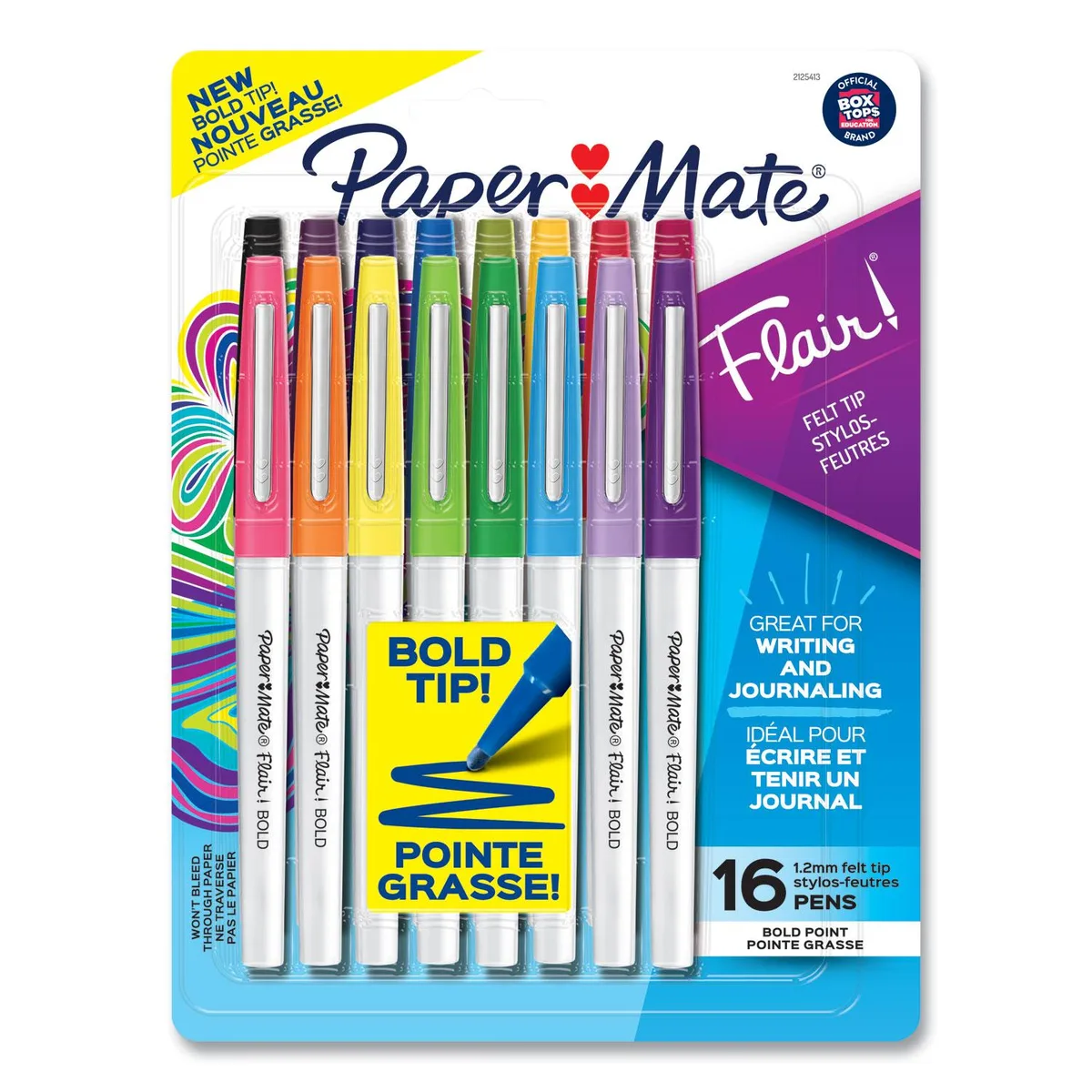 Newell Rubbermaid Newell Rubbermaid Flair Felt Tip Pen Bold 1.2 mm Assorted 16 Pack 2125413 — product photo