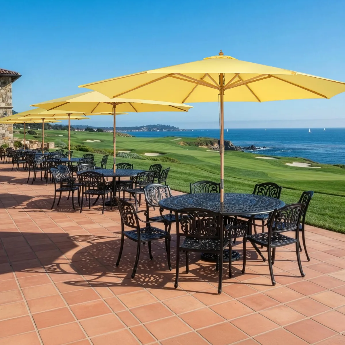 Yescom USA, Inc. Yescom USA, Inc. 13FT Patio Umbrella Wood 8 Rib Butter Yellow — product photo
