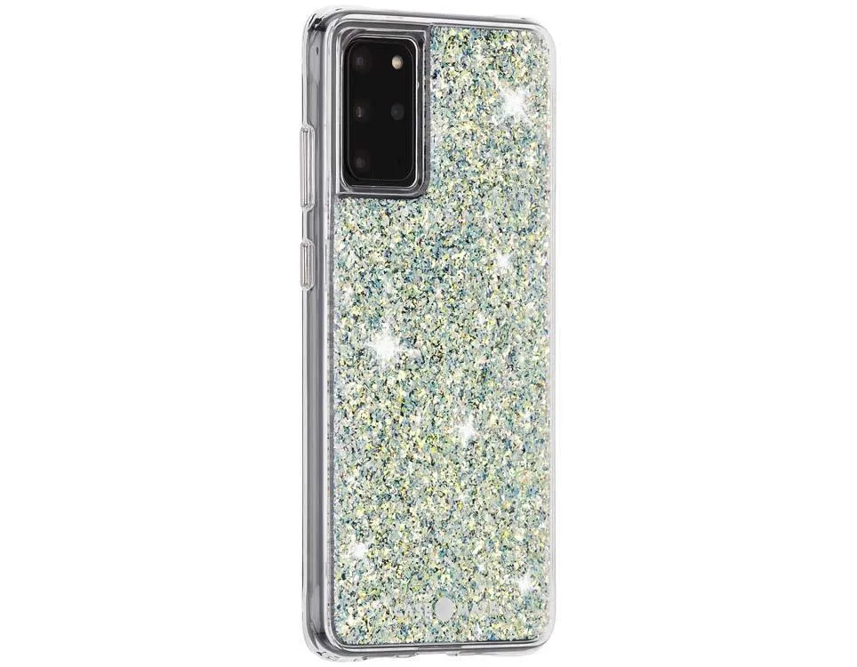 Iridescent glitter foil phone case for Samsung Galaxy S20+ 5G, flexible sides, metallic buttons