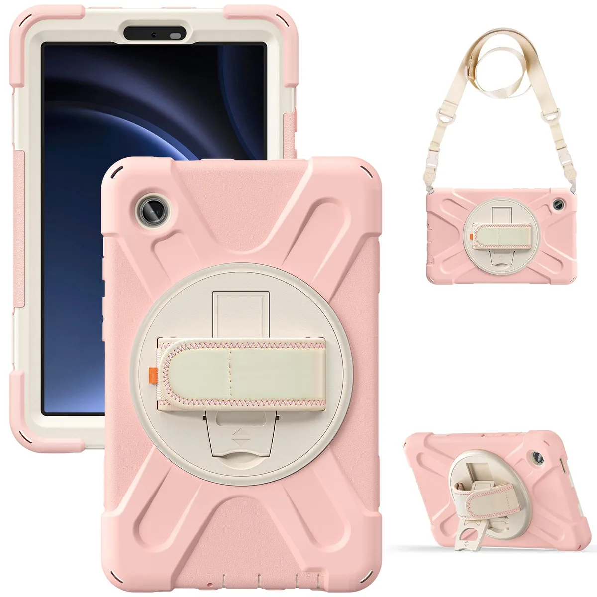 BONAEVER BONAEVER SM-X110/SM-X115/SM-X117 laptop case Pink pen holder 360 rotating hand strap shoulder strap — product photo