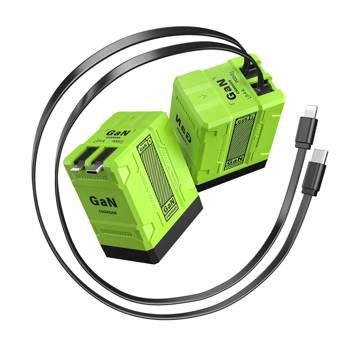 No Sew No Sew 45W 2-in-1 Retractable GaN Wall Charger with Dual Cables — product photo