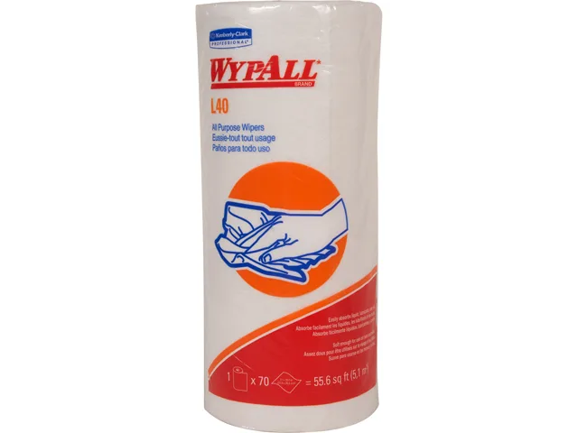 WypAll WypAll L40 05027CT Cleaning Towels White 24 Rolls 70 Sheets 1680 Total 11 x 10.4in — product photo