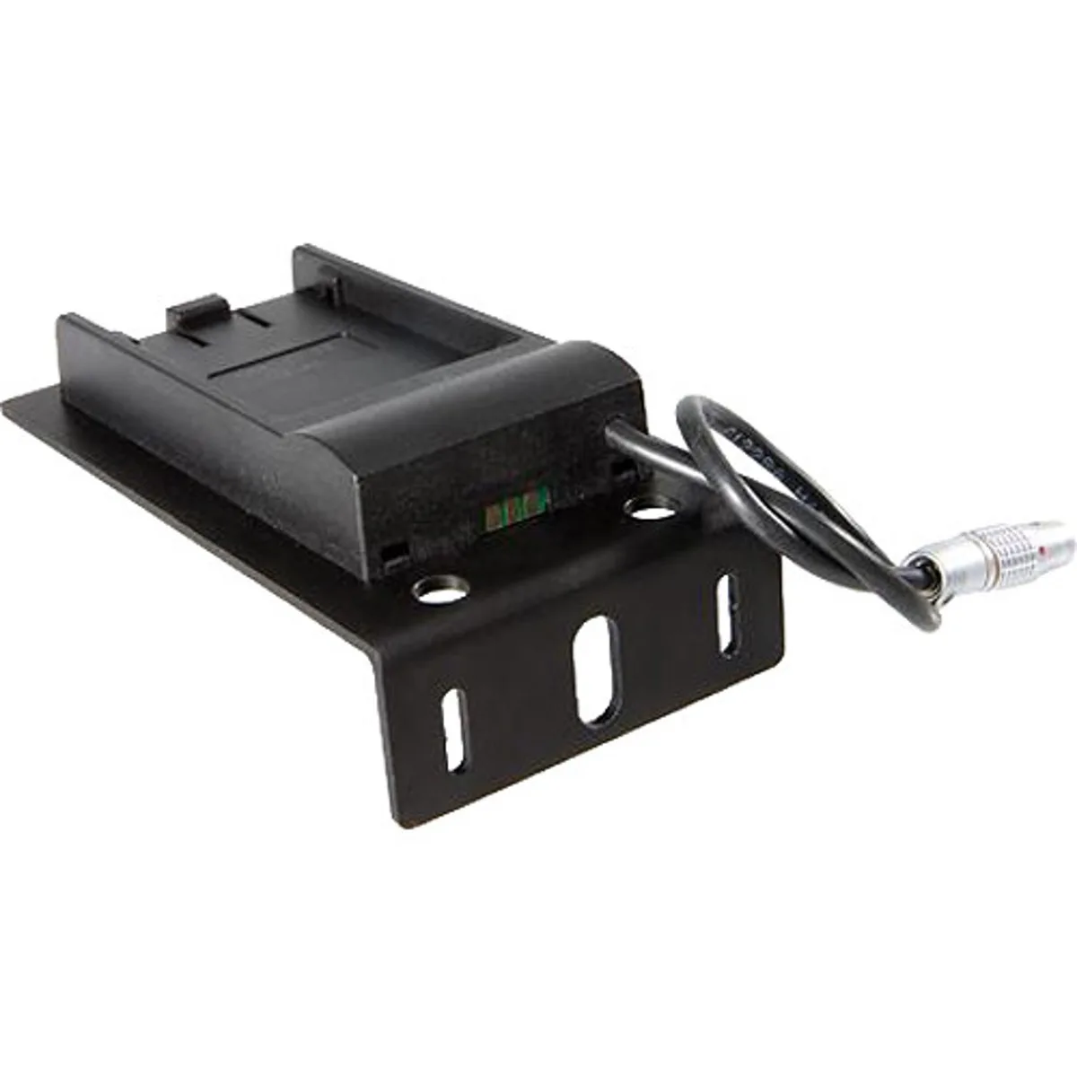 Teradek L-Bracket battery plate, black metal, two battery slots, mounting screws included