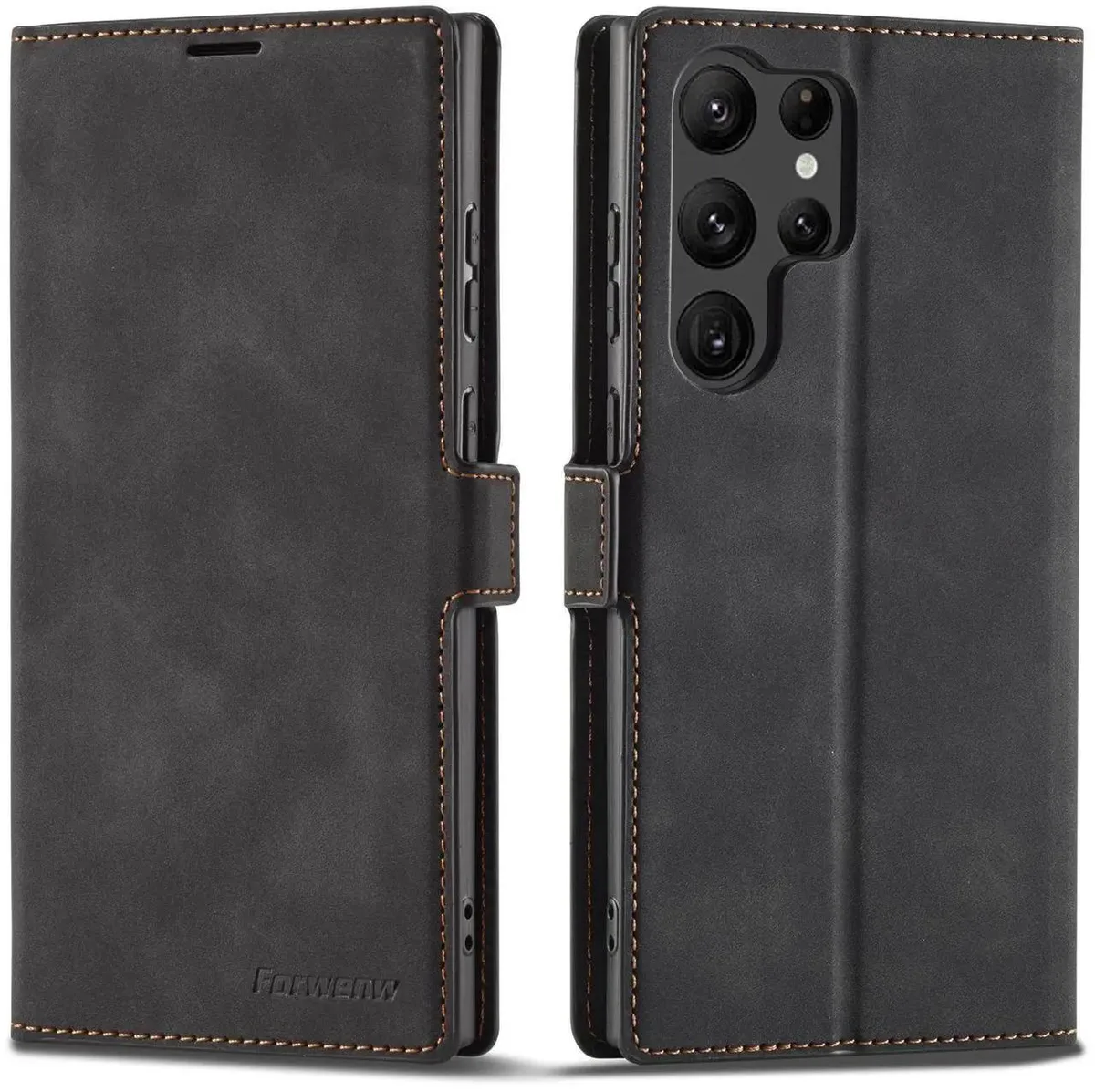 BONAEVER BONAEVER Case for Samsung Galaxy S26 Ultra Black PU Leather Wallet Cover with Card Holder Stand — product photo