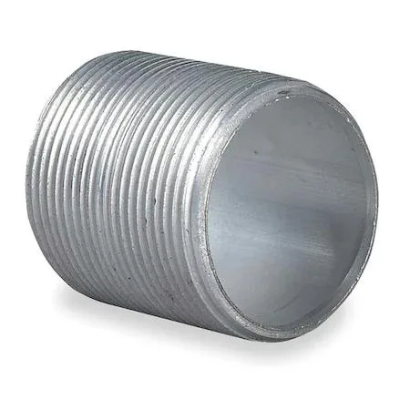 Short silver aluminium conduit nipple with male threads both ends