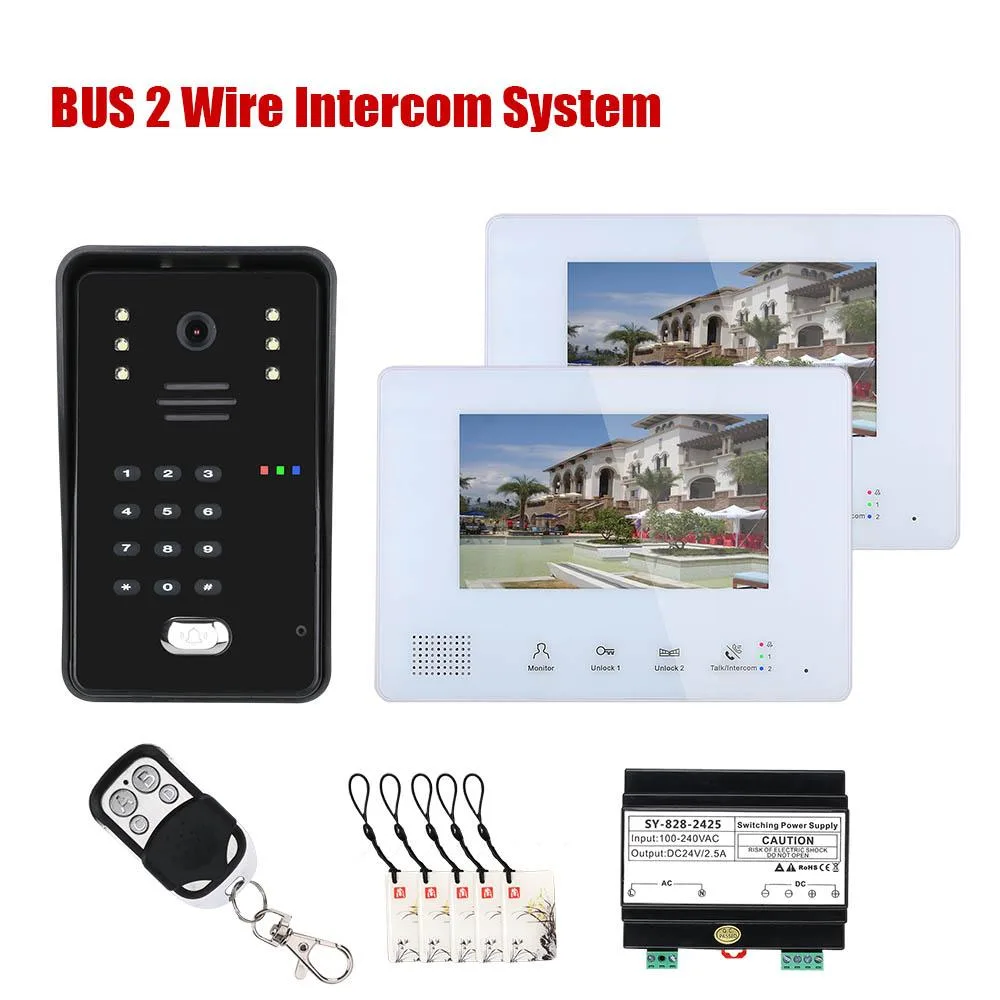 visiPower visiPower 2-Wire Video Door Phone System 4.7in TFT LCD 1 Doorbell 2 Monitors — product photo