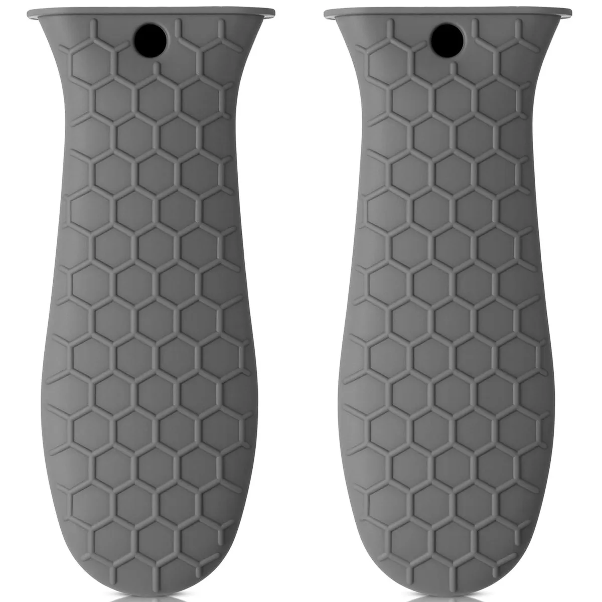 Grey silicone handle cover with ribbed texture, 5.3 x 2.2 x .9 inches