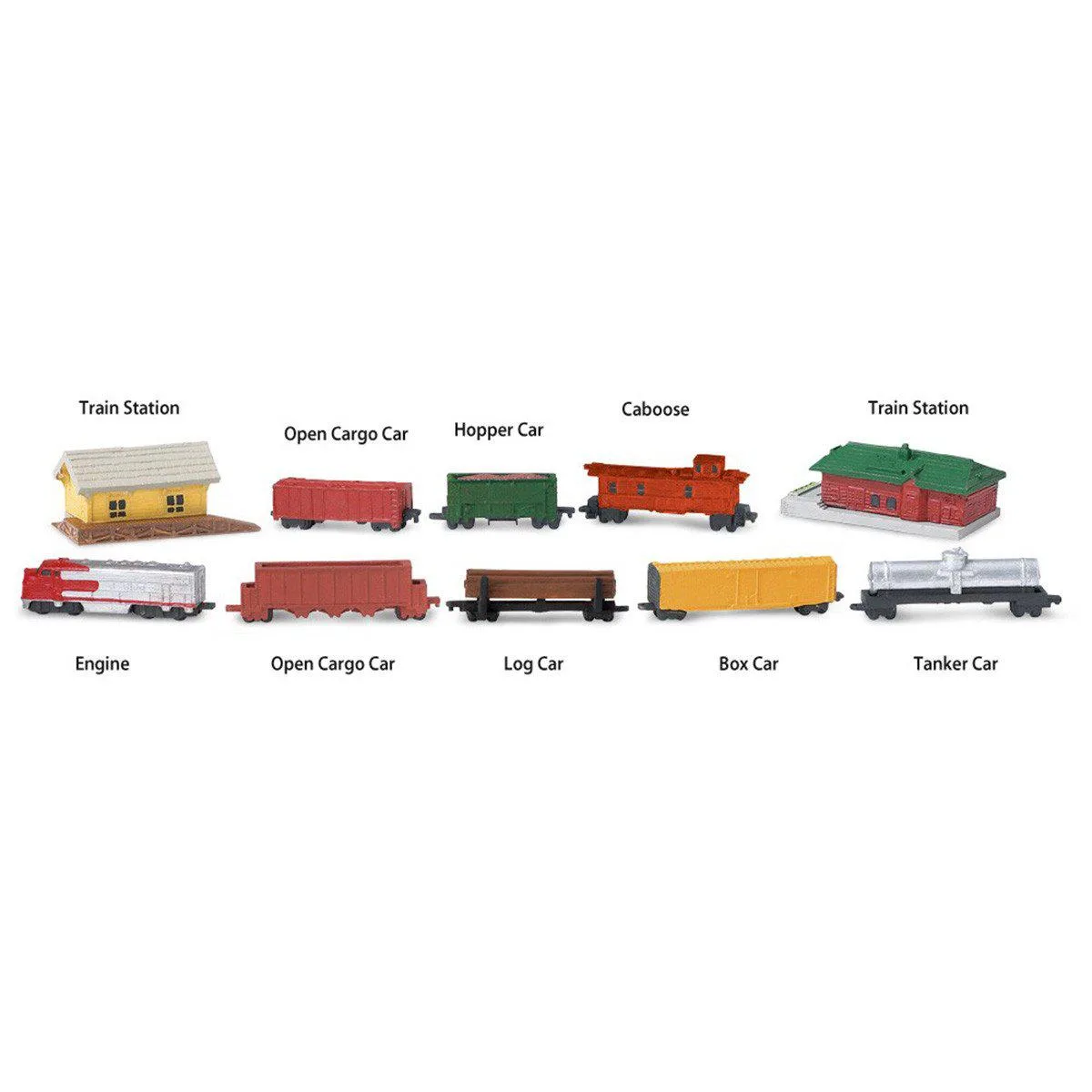 Safari Ltd. Safari Ltd. Train Toob Mini Figures 8 Trains 2 Stations 2.03 x 12.87 in — product photo