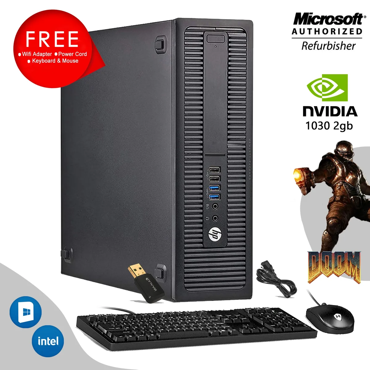 HP HP EliteDesk 800 G1 SFF desktop PC Core i5 4570 3.20 GHz 16GB DDR3 256GB SSD GT 1030 2GB Windows 10 Home — product photo