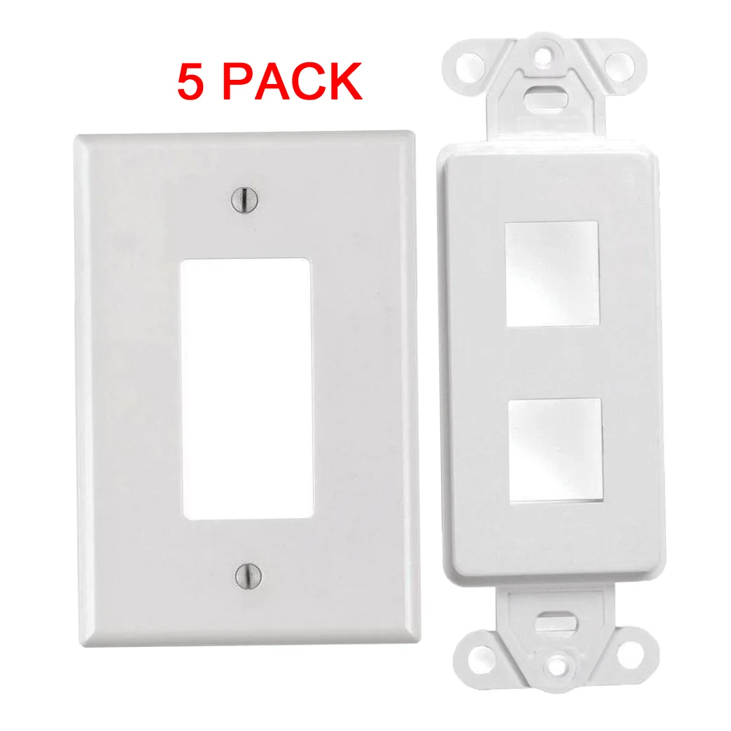 The Wires Zone The Wires Zone White 2-Port Decora Keystone Wall Plate 5/pk — product photo