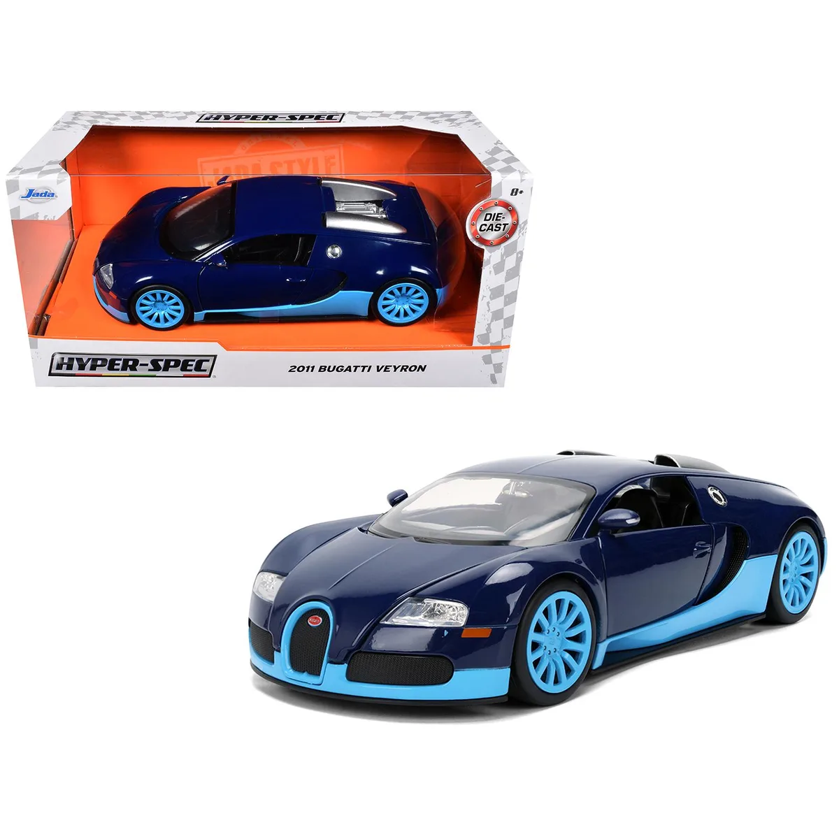 Jada Jada 2011 Bugatti Veyron Dark Blue Light Blue Accents Hyper-Spec 1/24 Diecast Car — product photo